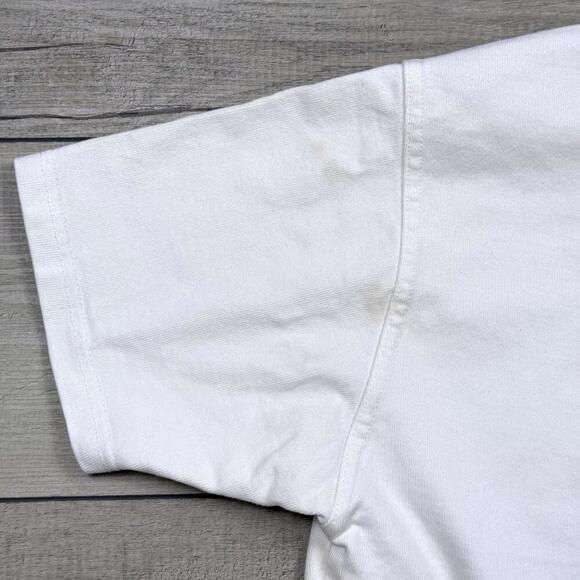 New Balance T-Shirt Mens Medium White USA Flag Patch Logo Athletic Heavy Weight - Picture 8 of 11